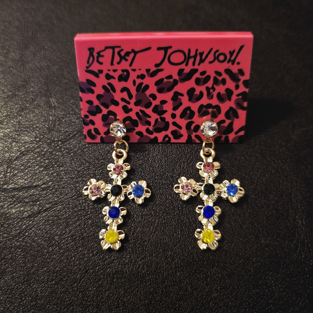 Betsey Johnson Multicolor Cross Earrings